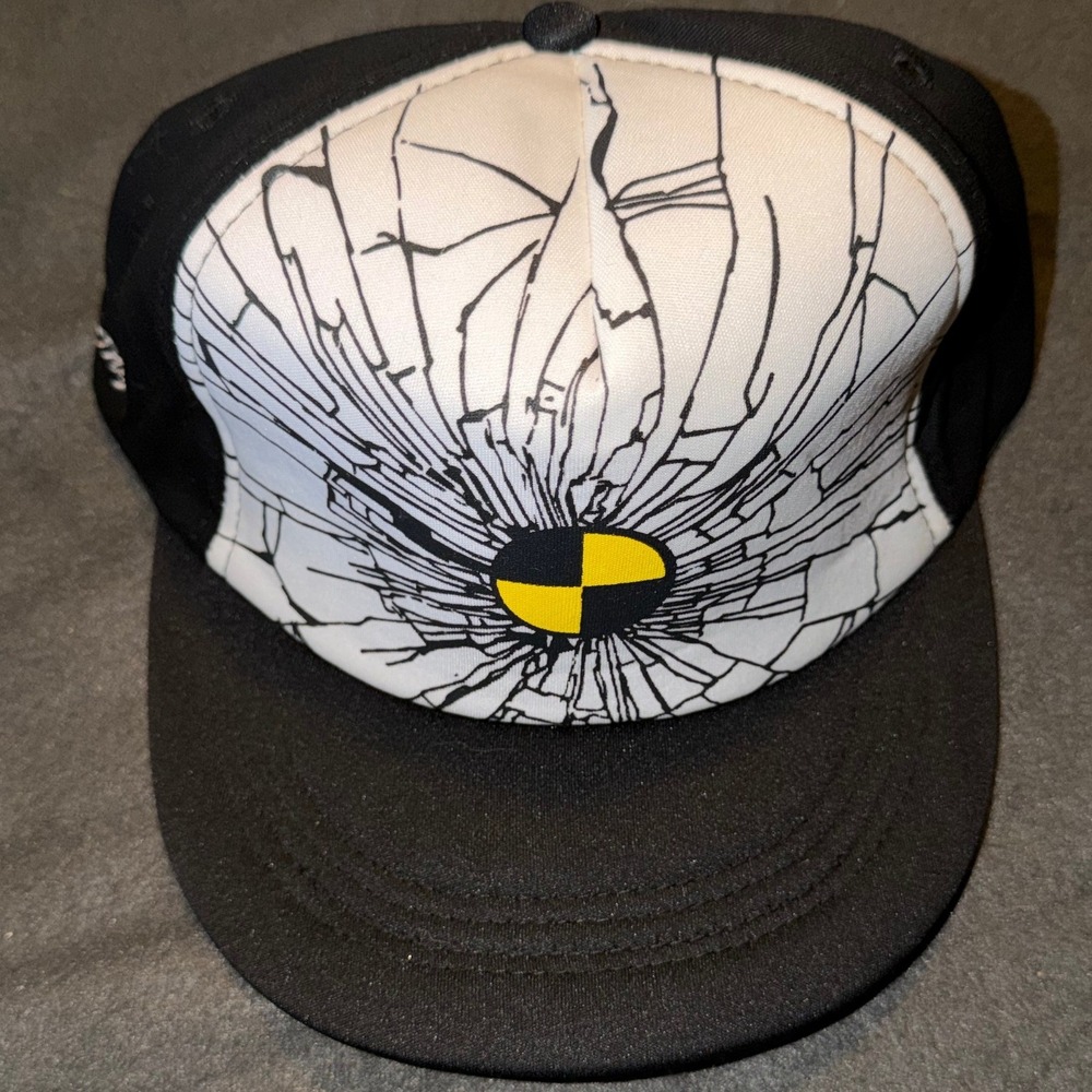ASAP Rocky Testing Merch Snapback Hat Black White Cracked Glass AWGE Cap Mens